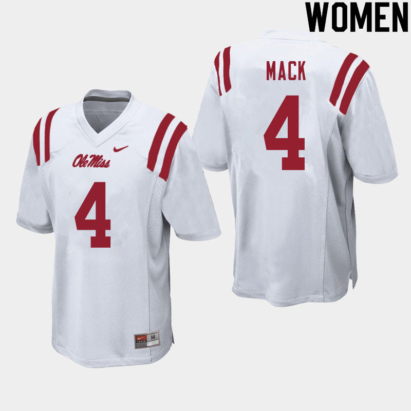 Women #4 Brandon Mack Ole Miss Rebels College Football Jerseys Sale-White